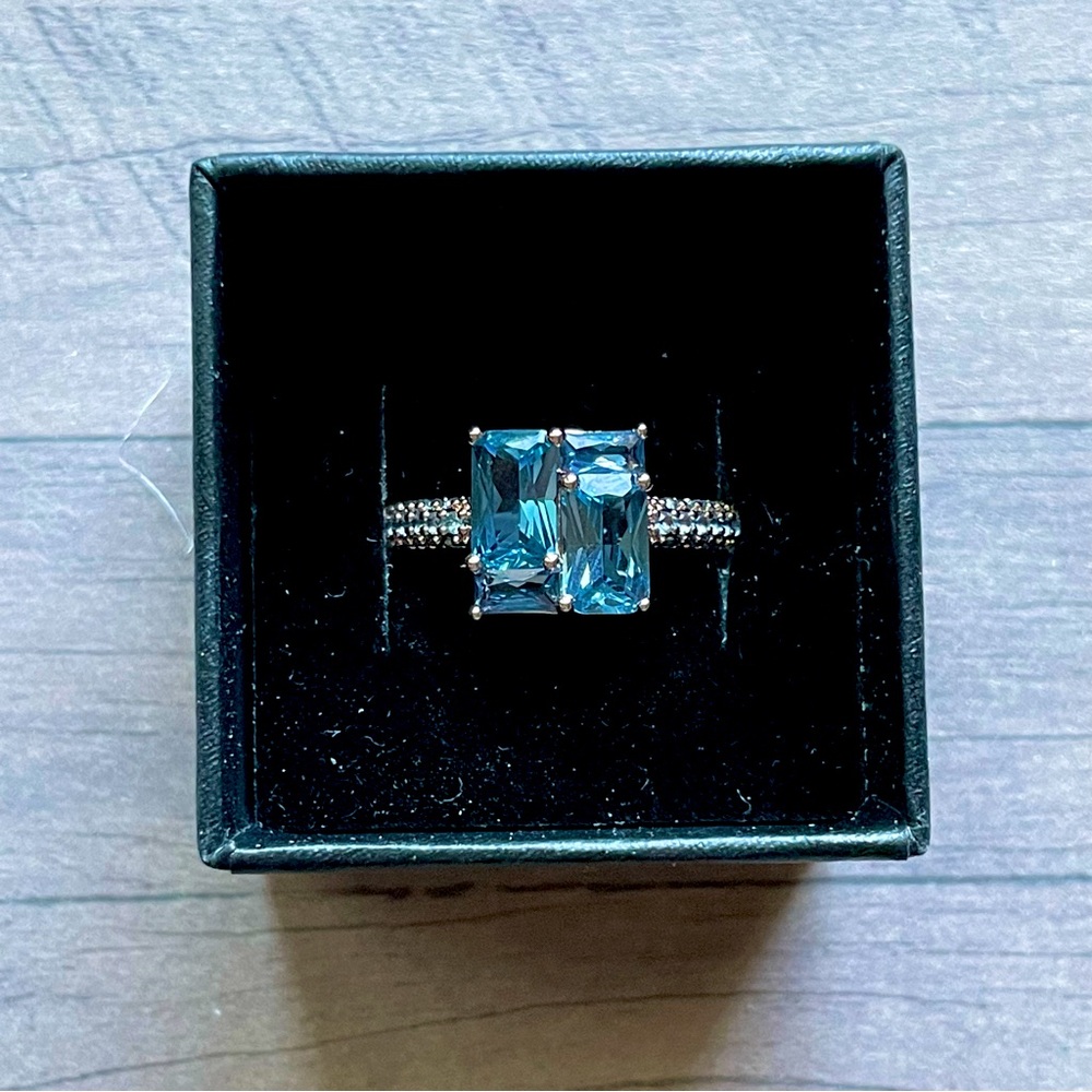 Bomb Party OG Ring “Sweet Lady Love” in Blue Topaz and Rose Gold- Size 9